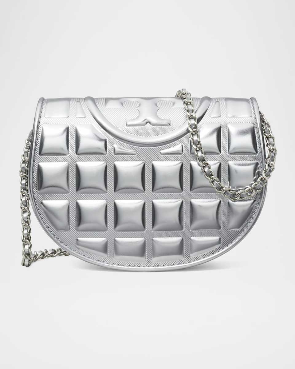Fleming Mini Metallic Square Leather Wallet on Chain